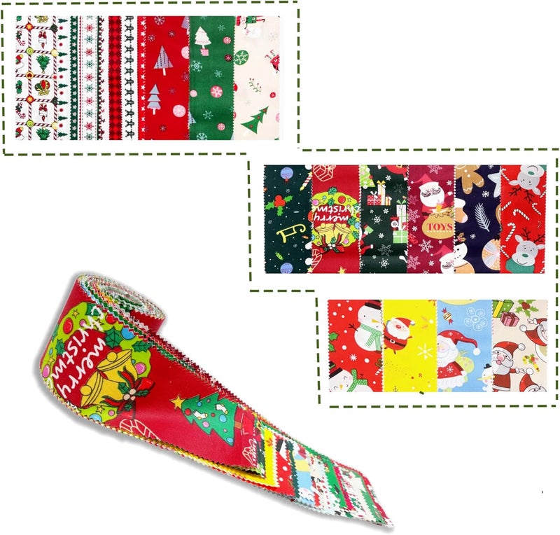 ADAIER 40Pcs Cotton Christmas Jelly Roll Fabric Strips - 2.5×19.6 Inch Pre-Cut Quilting Bundles for Sewing, Patchwork | DIY Cushions, Table Runners, Christmas Home Decor - Image 1